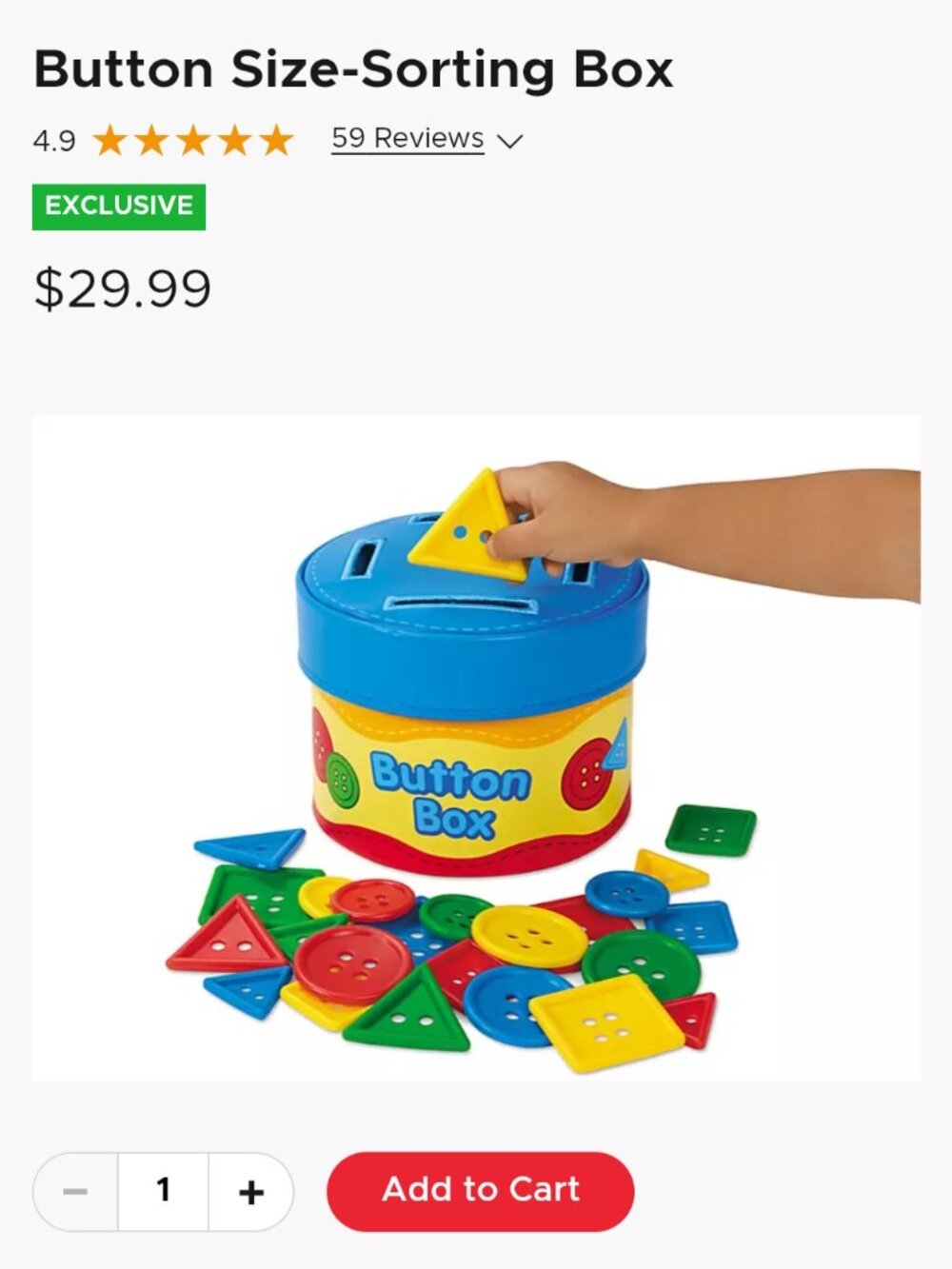 Lakeshore Learning Button Size Sorting Box